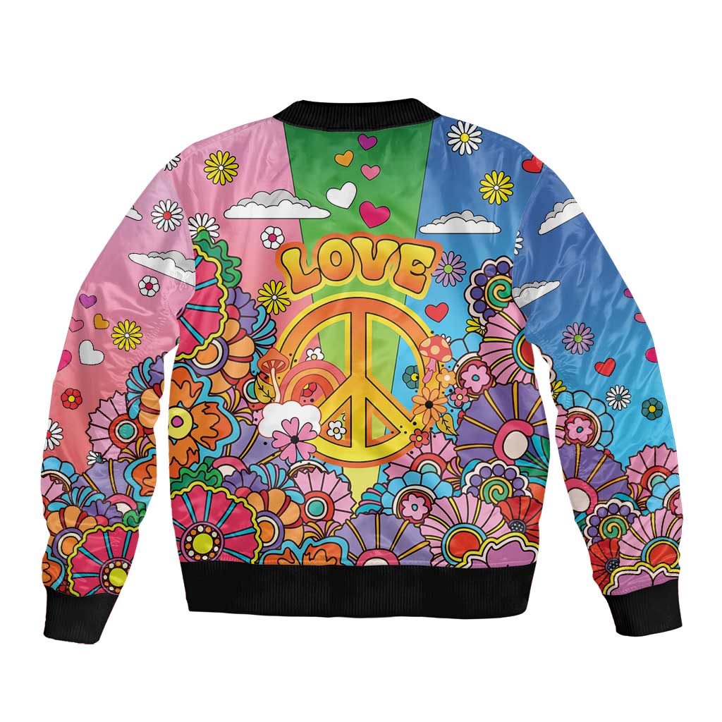 Hippie Peace Love Bomber Jacket Colorful Style - Wonder Print Shop