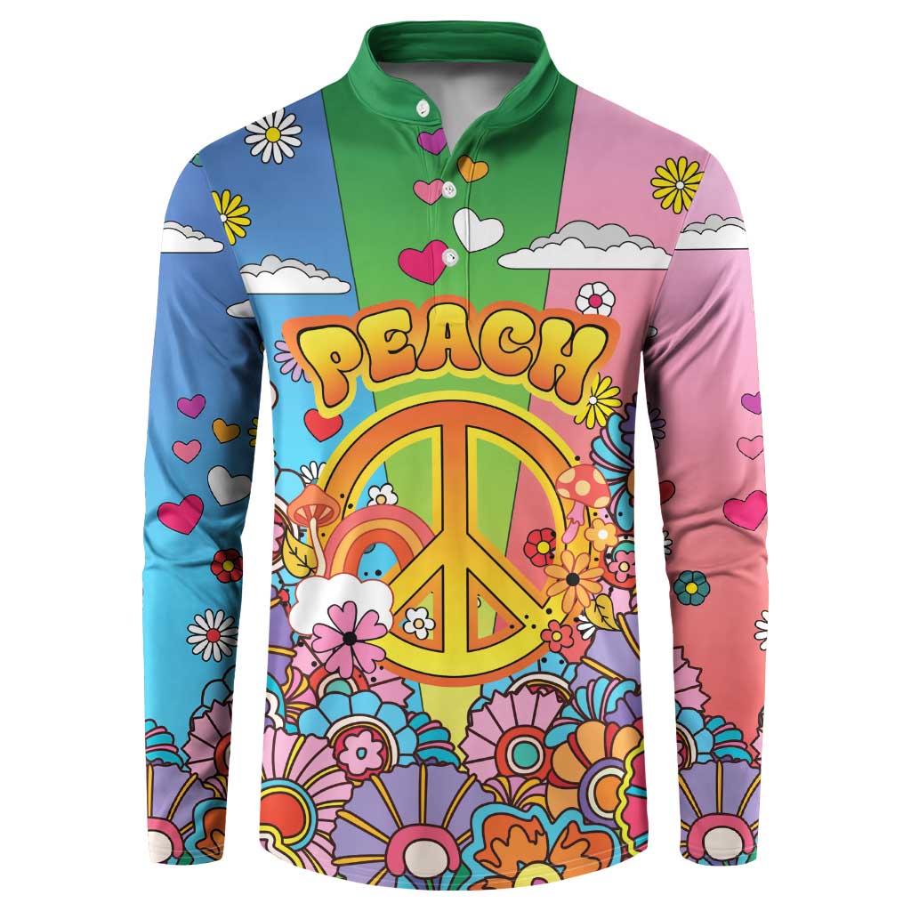 Hippie Peace Love Button Sweatshirt Colorful Style - Wonder Print Shop