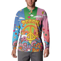 Hippie Peace Love Button Sweatshirt Colorful Style - Wonder Print Shop