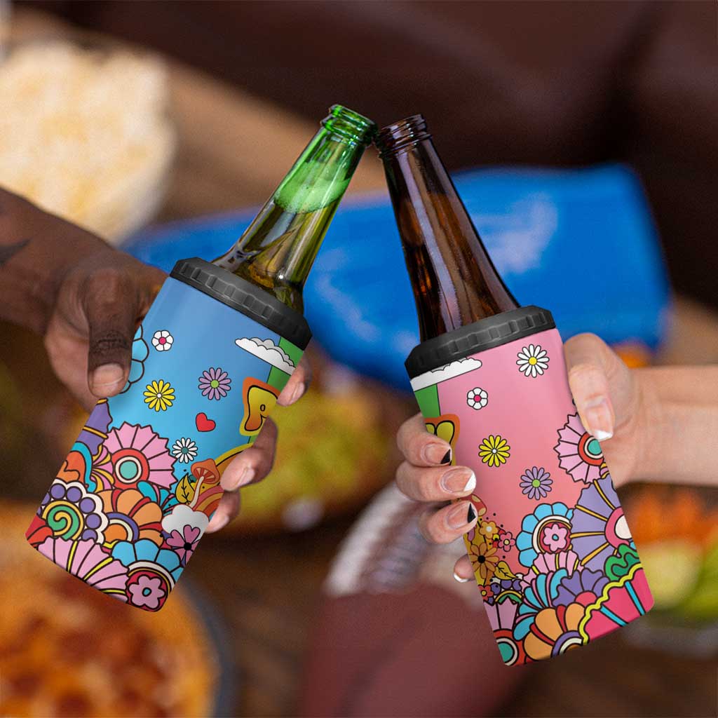 Hippie Peace Love 4 in 1 Can Cooler Tumbler Colorful Style - Wonder Print Shop
