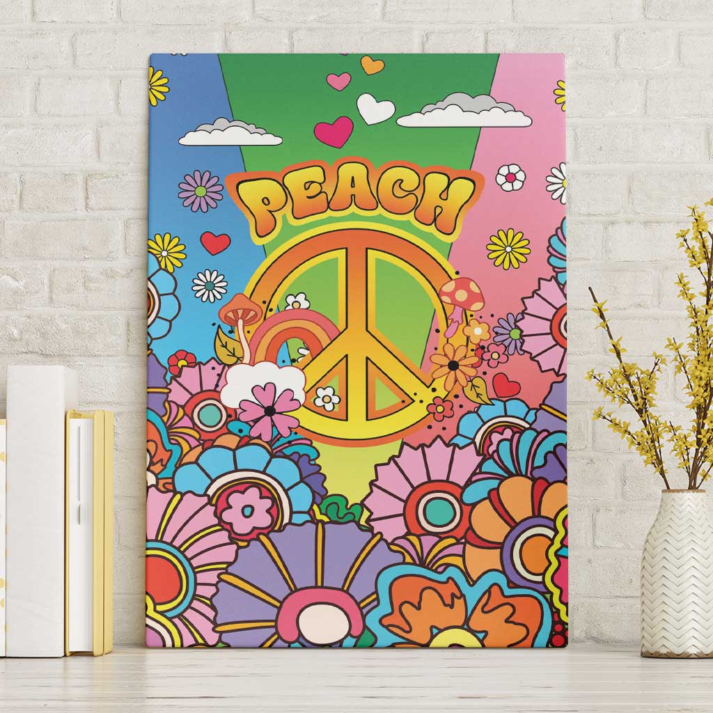 Hippie Peace Love Canvas Wall Art Colorful Style - Wonder Print Shop
