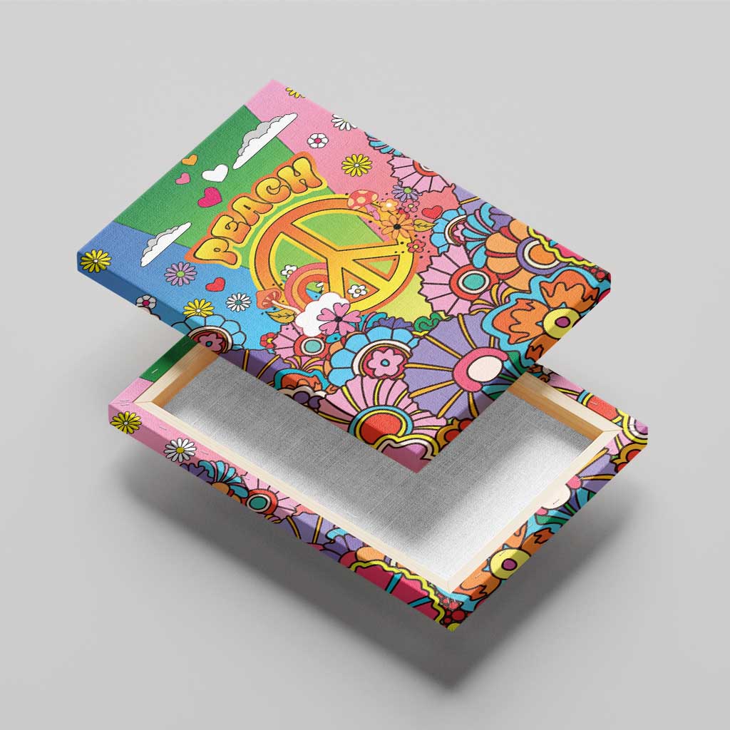 Hippie Peace Love Canvas Wall Art Colorful Style - Wonder Print Shop