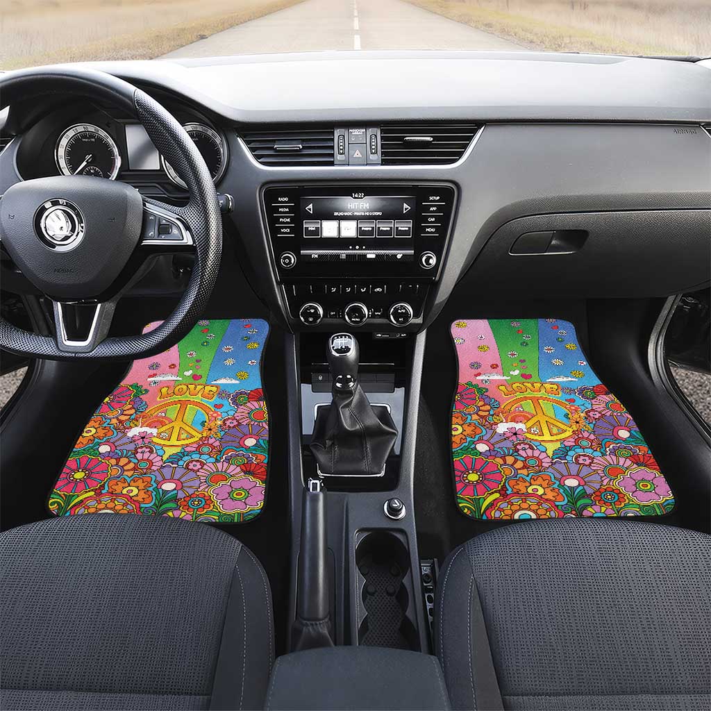Hippie Peace Love Car Mats Colorful Style - Wonder Print Shop