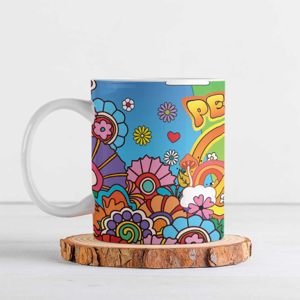 Hippie Peace Love Ceramic Mug Colorful Style - Wonder Print Shop