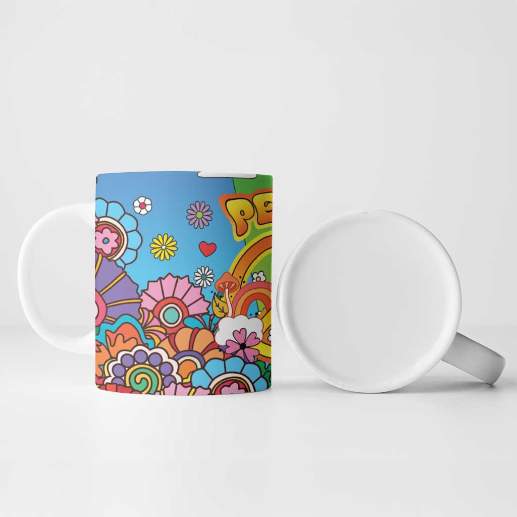 Hippie Peace Love Ceramic Mug Colorful Style - Wonder Print Shop