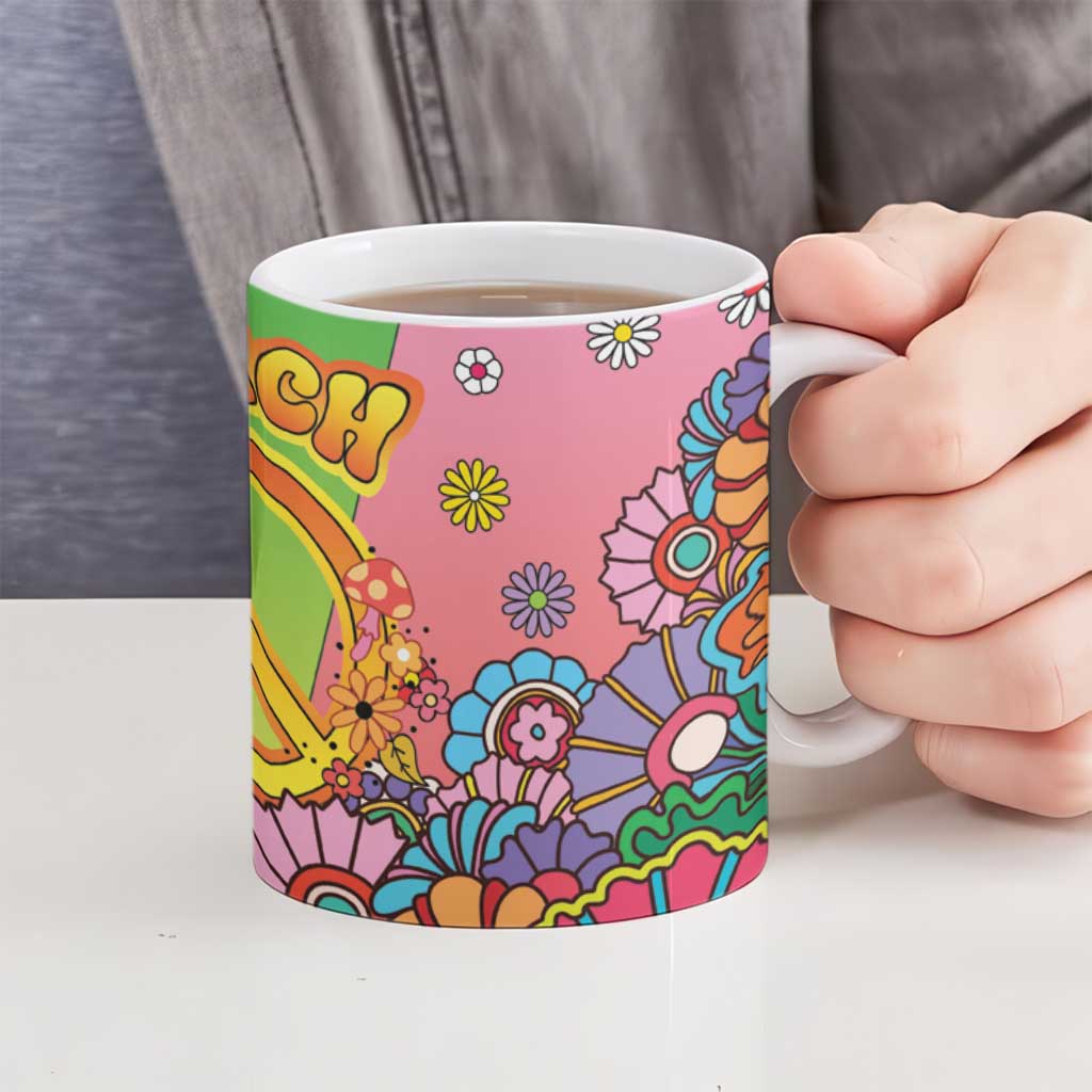 Hippie Peace Love Ceramic Mug Colorful Style - Wonder Print Shop