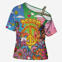 Hippie Peace Love Cross Shoulder Shirt Colorful Style - Wonder Print Shop