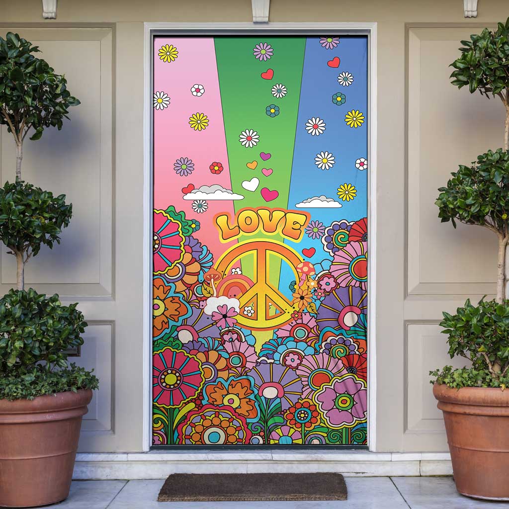 Hippie Peace Love Door Cover Colorful Style - Wonder Print Shop