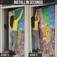 Hippie Peace Love Door Cover Colorful Style - Wonder Print Shop
