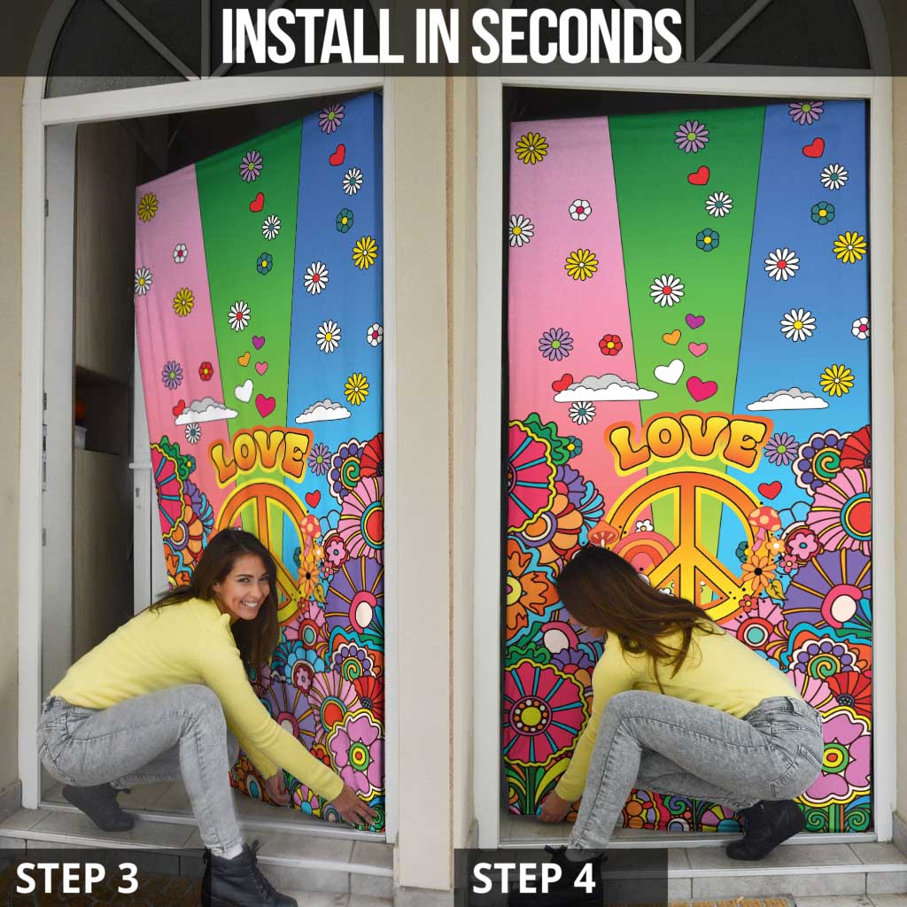 Hippie Peace Love Door Cover Colorful Style - Wonder Print Shop