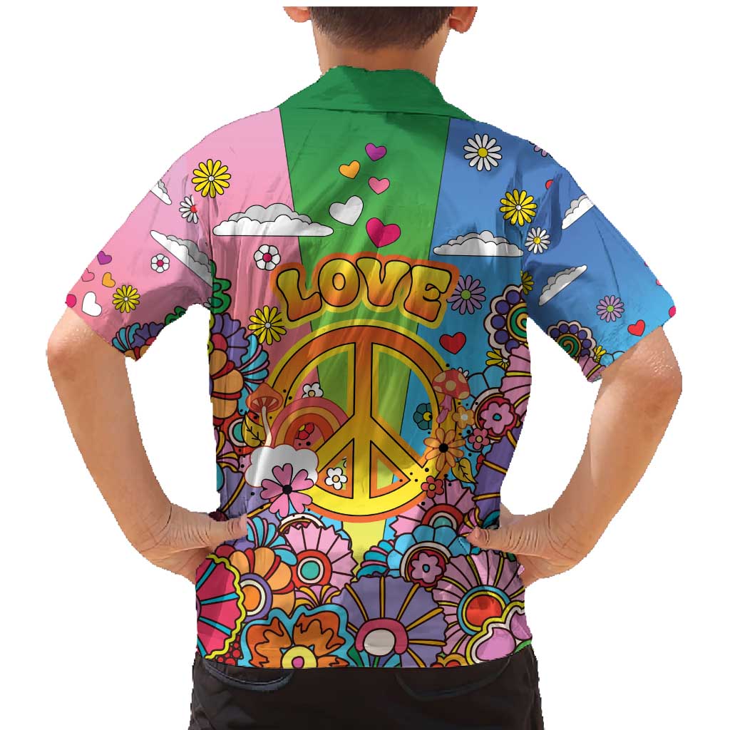 Hippie Peace Love Family Matching Mermaid Dress and Hawaiian Shirt Colorful Style - Wonder Print Shop