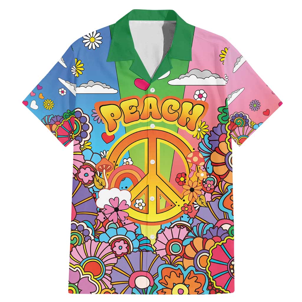 Hippie Peace Love Family Matching Mermaid Dress and Hawaiian Shirt Colorful Style - Wonder Print Shop