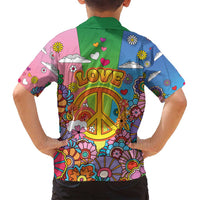 Hippie Peace Love Family Matching Off Shoulder Short Dress and Hawaiian Shirt Colorful Style - Wonder Print Shop