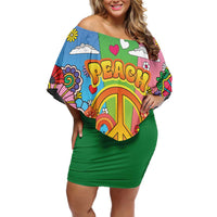 Hippie Peace Love Family Matching Off Shoulder Short Dress and Hawaiian Shirt Colorful Style - Wonder Print Shop
