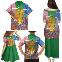 Hippie Peace Love Family Matching Puletasi and Hawaiian Shirt Colorful Style - Wonder Print Shop