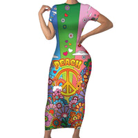 Hippie Peace Love Family Matching Short Sleeve Bodycon Dress and Hawaiian Shirt Colorful Style - Wonder Print Shop