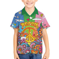 Hippie Peace Love Family Matching Short Sleeve Bodycon Dress and Hawaiian Shirt Colorful Style - Wonder Print Shop