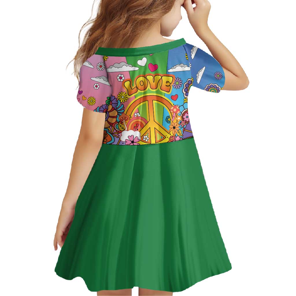 Hippie Peace Love Family Matching Summer Maxi Dress and Hawaiian Shirt Colorful Style - Wonder Print Shop