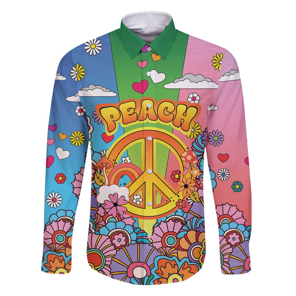 Hippie Peace Love Family Matching Summer Maxi Dress and Hawaiian Shirt Colorful Style - Wonder Print Shop