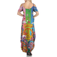 Hippie Peace Love Family Matching Summer Maxi Dress and Hawaiian Shirt Colorful Style - Wonder Print Shop