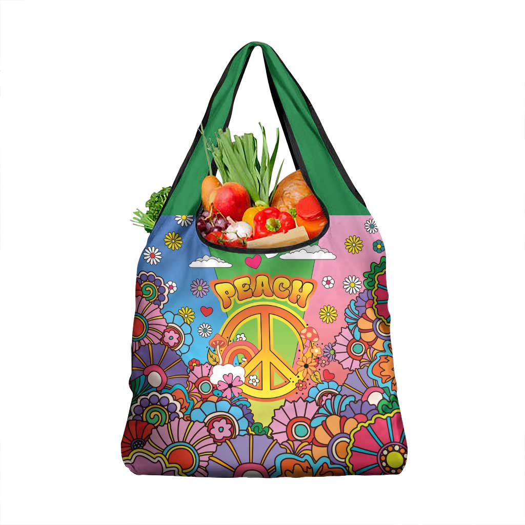 Hippie Peace Love Grocery Bag Colorful Style - Wonder Print Shop