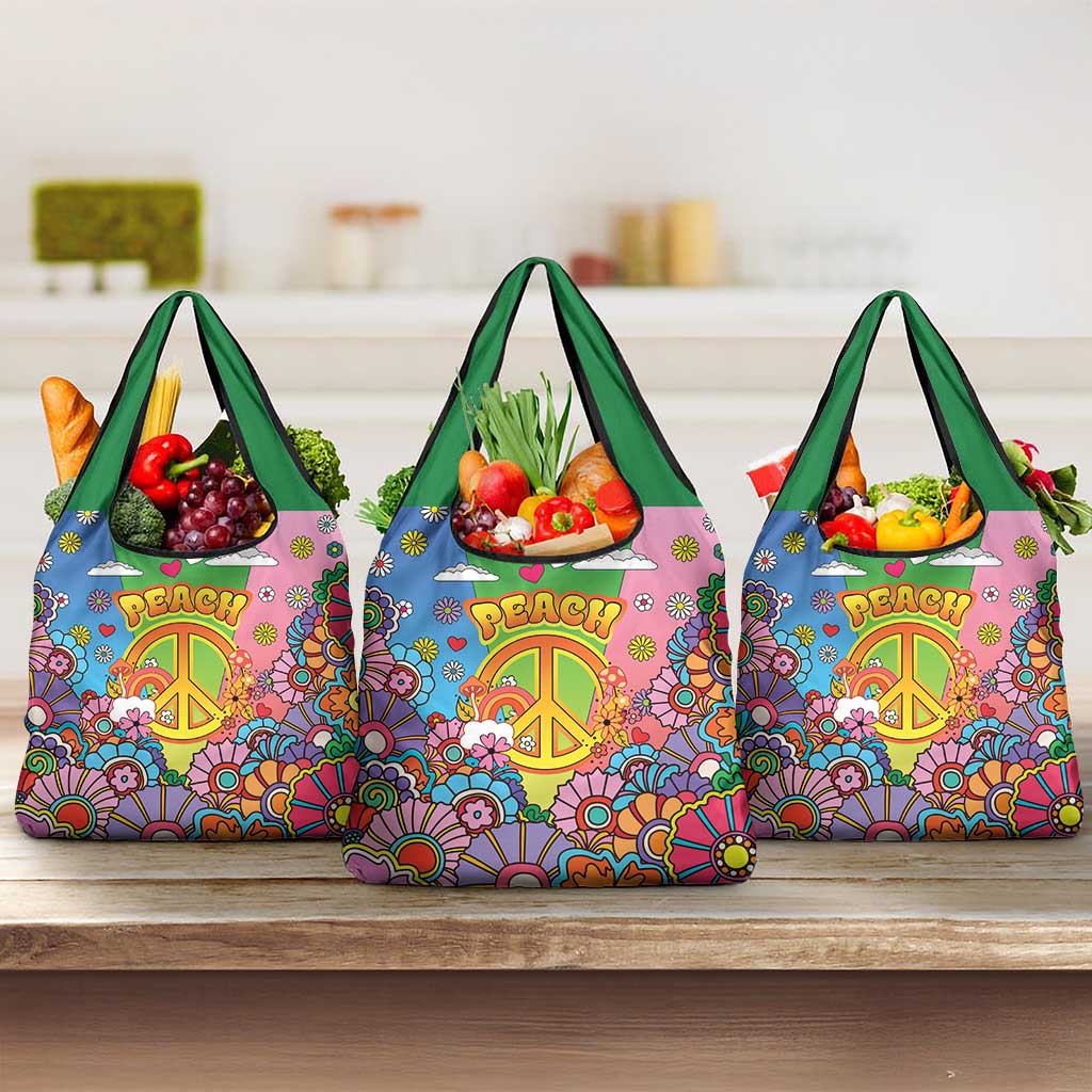 Hippie Peace Love Grocery Bag Colorful Style - Wonder Print Shop