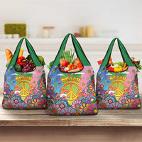 Hippie Peace Love Grocery Bag Colorful Style - Wonder Print Shop