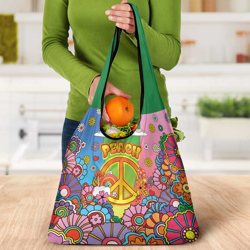 Hippie Peace Love Grocery Bag Colorful Style - Wonder Print Shop