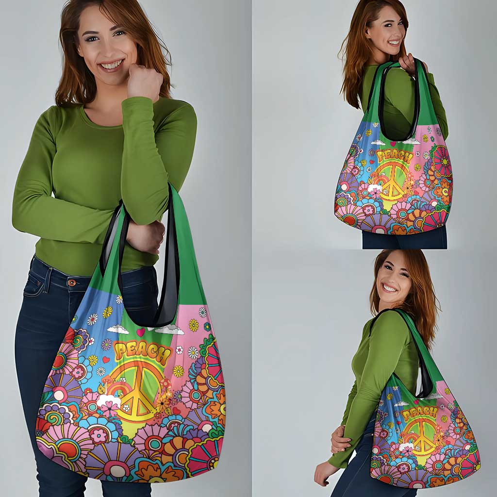 Hippie Peace Love Grocery Bag Colorful Style - Wonder Print Shop