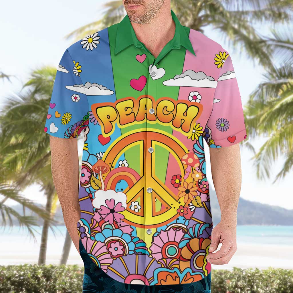 Hippie Peace Love Hawaiian Shirt Colorful Style - Wonder Print Shop