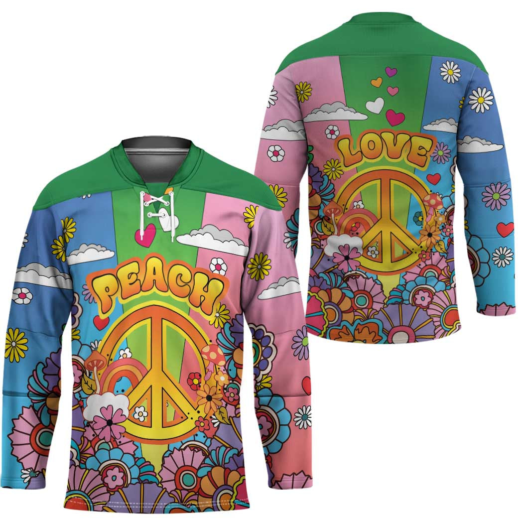 Hippie Peace Love Hockey Jersey Colorful Style - Wonder Print Shop