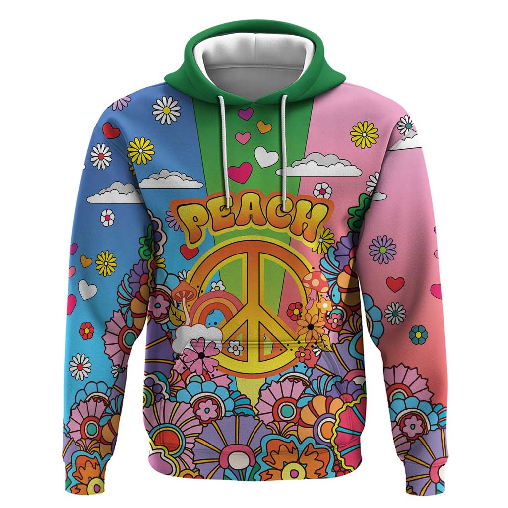 Hippie Peace Love Hoodie Colorful Style - Wonder Print Shop