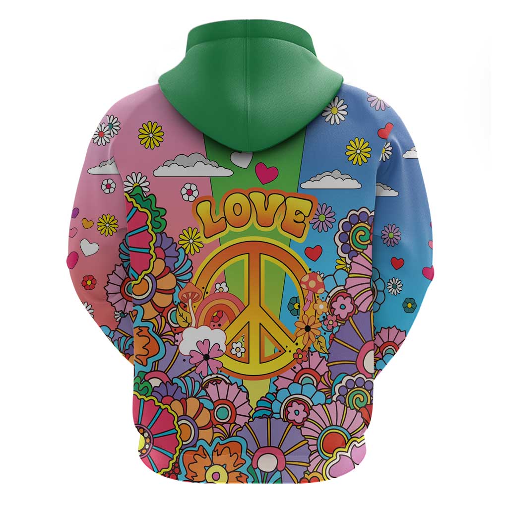 Hippie Peace Love Hoodie Colorful Style - Wonder Print Shop