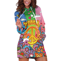 Hippie Peace Love Hoodie Dress Colorful Style - Wonder Print Shop