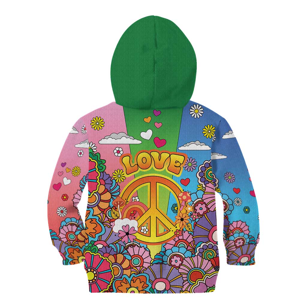 Hippie Peace Love Kid Hoodie Colorful Style - Wonder Print Shop