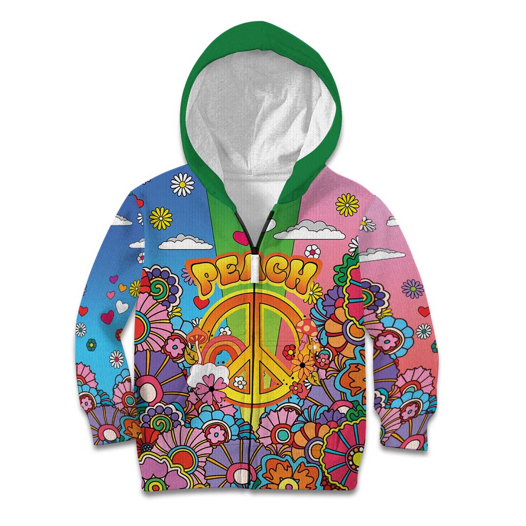 Hippie Peace Love Kid Hoodie Colorful Style - Wonder Print Shop