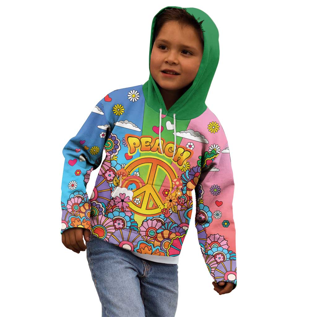 Hippie Peace Love Kid Hoodie Colorful Style - Wonder Print Shop