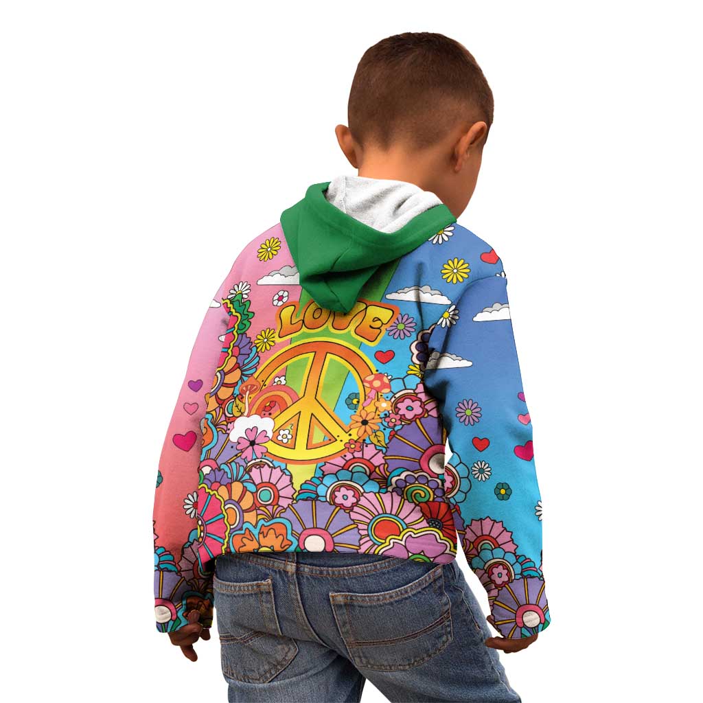Hippie Peace Love Kid Hoodie Colorful Style - Wonder Print Shop