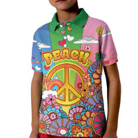 Hippie Peace Love Kid Polo Shirt Colorful Style - Wonder Print Shop