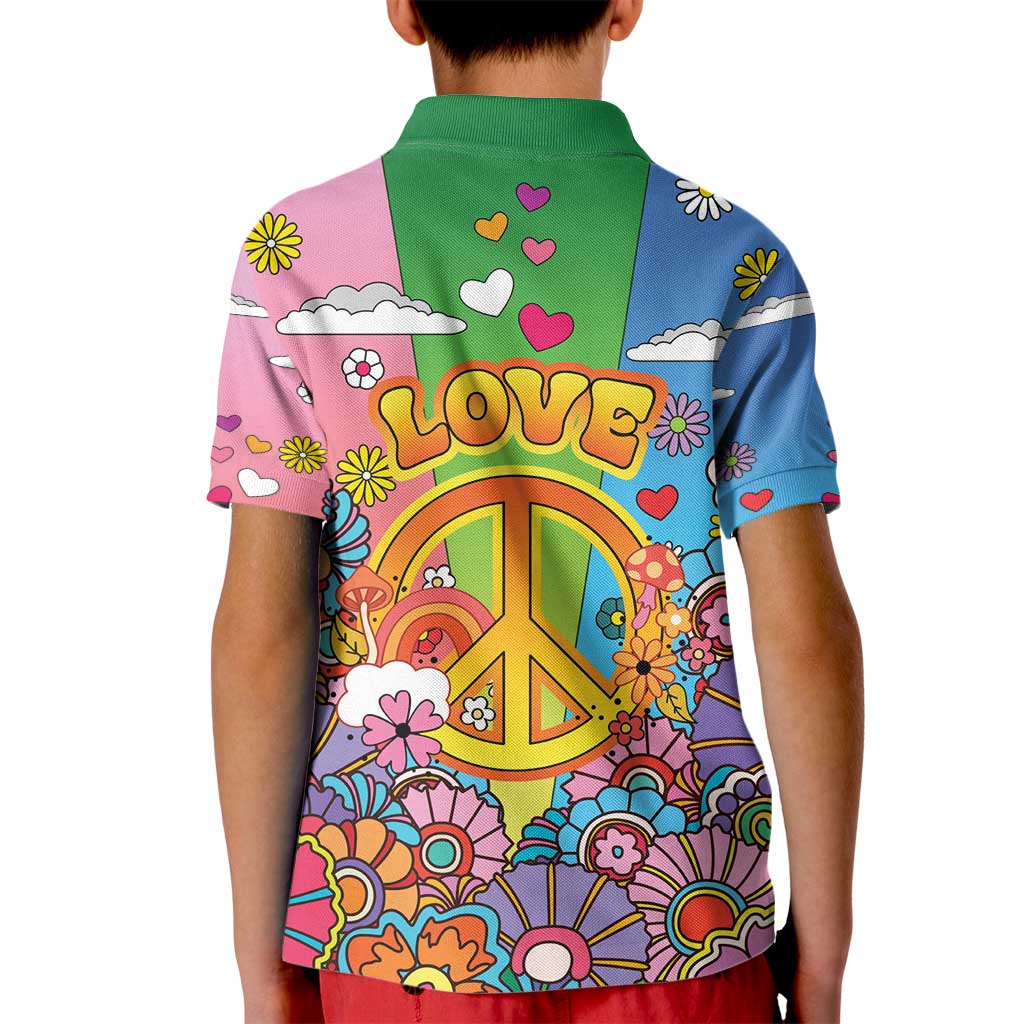 Hippie Peace Love Kid Polo Shirt Colorful Style - Wonder Print Shop