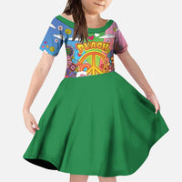 Hippie Peace Love Kid Short Sleeve Dress Colorful Style - Wonder Print Shop