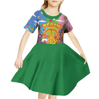 Hippie Peace Love Kid Short Sleeve Dress Colorful Style - Wonder Print Shop