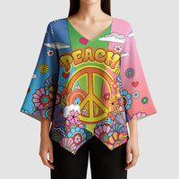 Hippie Peace Love Kimono Sleeve Blouse Colorful Style - Wonder Print Shop