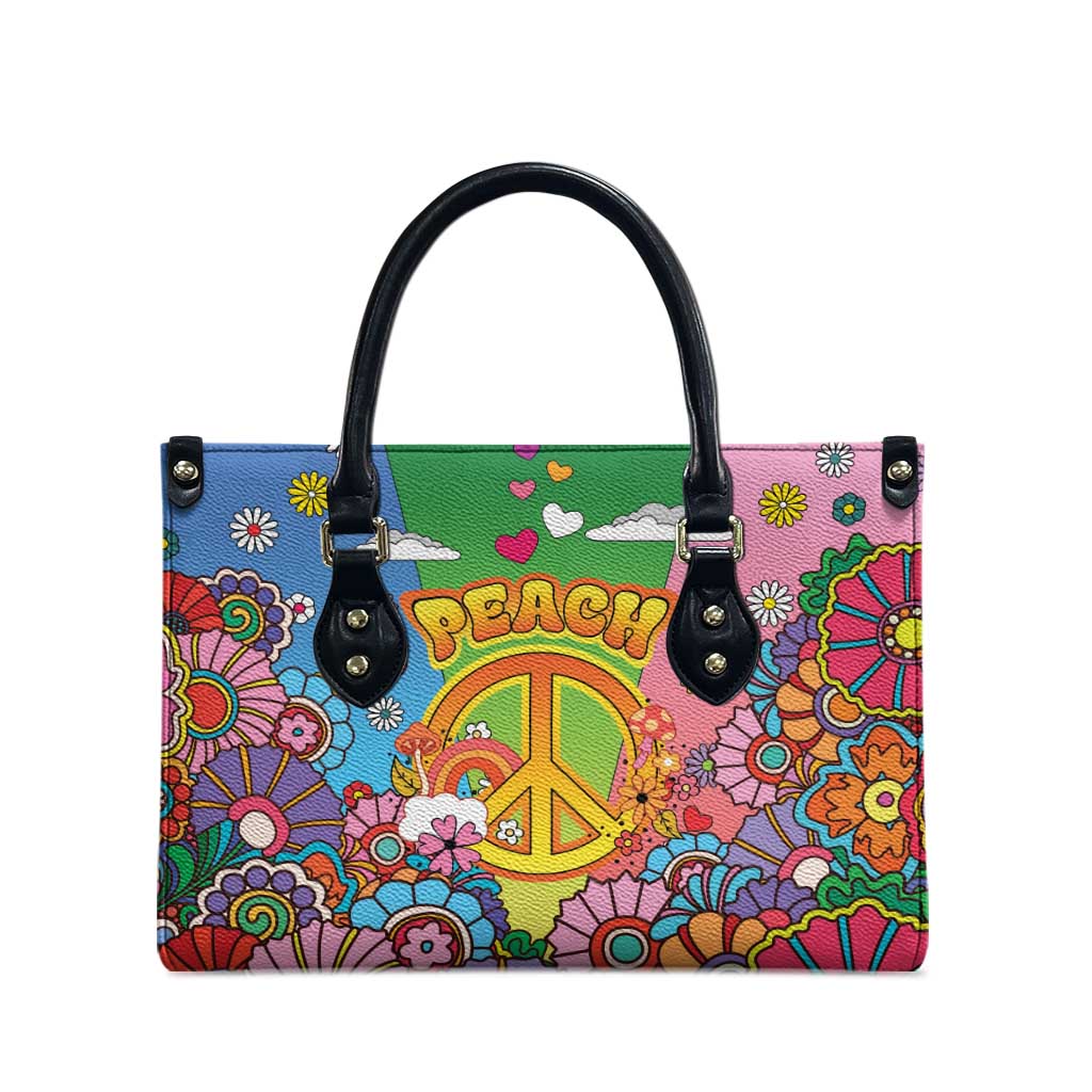 Hippie Peace Love Leather Bag Colorful Style - Wonder Print Shop
