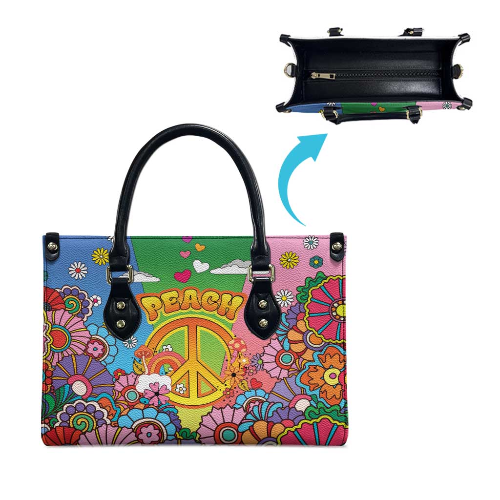 Hippie Peace Love Leather Bag Colorful Style - Wonder Print Shop