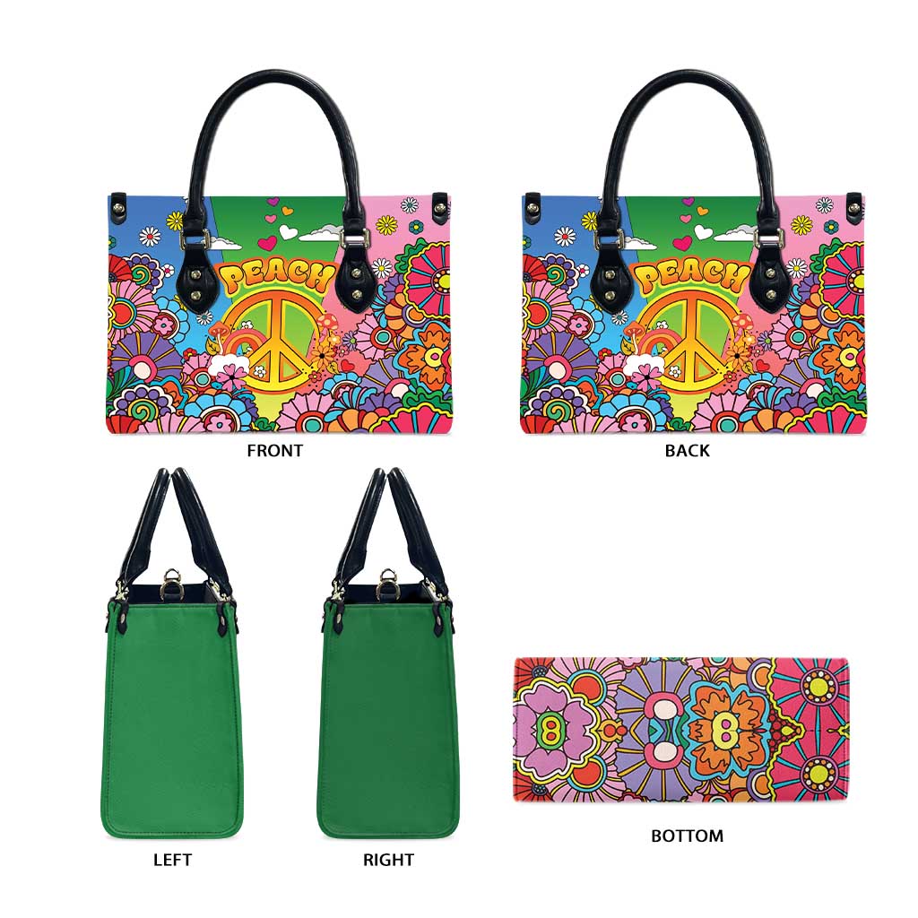 Hippie Peace Love Leather Bag Colorful Style - Wonder Print Shop