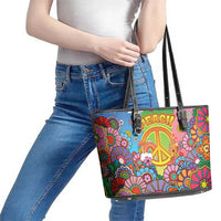 Hippie Peace Love Leather Tote Bag Colorful Style - Wonder Print Shop