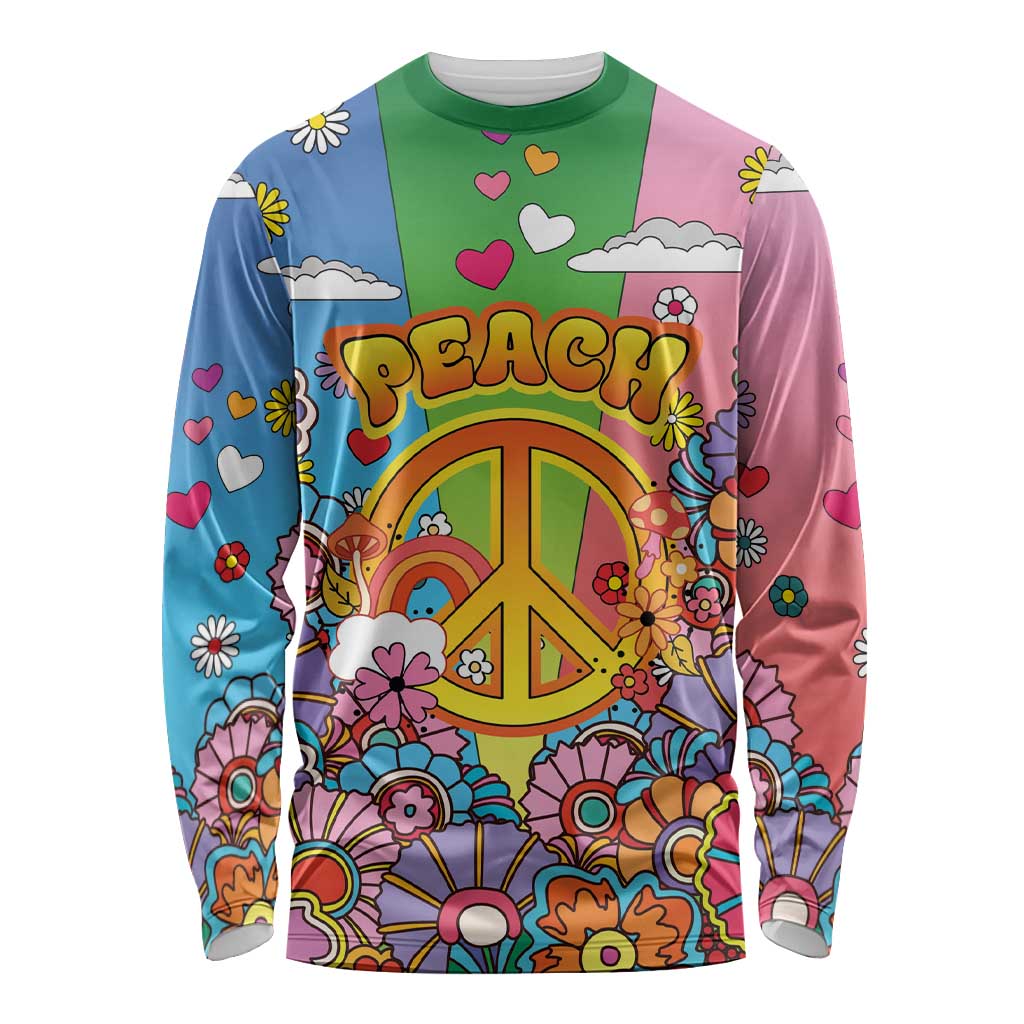 Hippie Peace Love Long Sleeve Shirt Colorful Style - Wonder Print Shop
