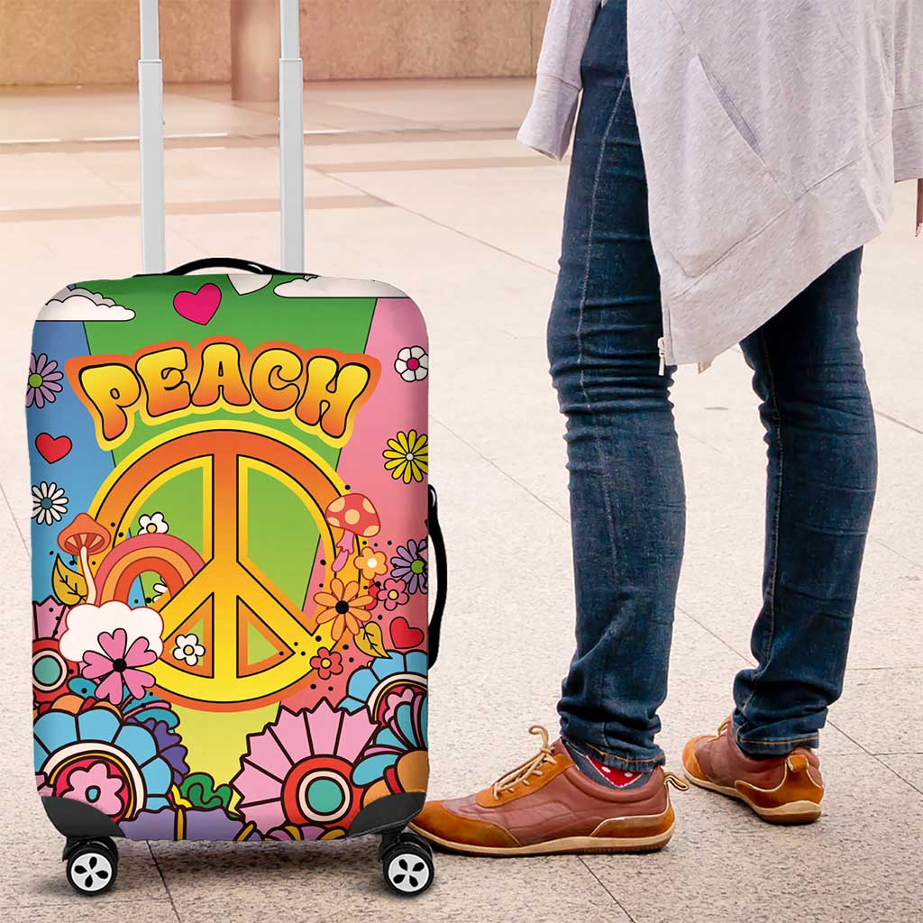 Hippie Peace Love Luggage Cover Colorful Style - Wonder Print Shop