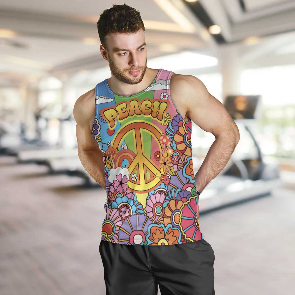 Hippie Peace Love Men Tank Top Colorful Style - Wonder Print Shop